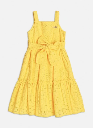 Momi - Vestido de Laise com Laço Amarelo - MOMI