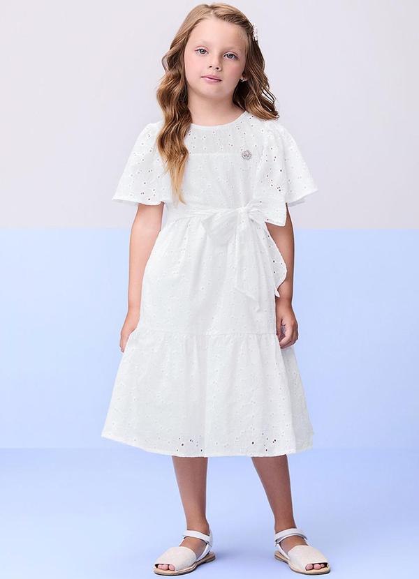 Momi - Vestido de Laise com Laço Branco
