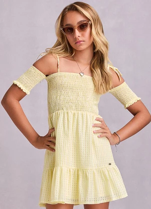 I Am - Vestido de Laise com Lastex Amarelo - I AM