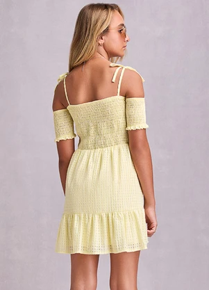 I Am - Vestido de Laise com Lastex Amarelo - I AM