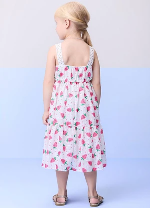 Momi - Vestido de Laise com Morangos Branco - MOMI