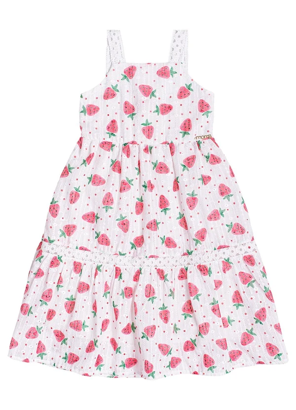 Momi - Vestido de Laise com Morangos Branco 3