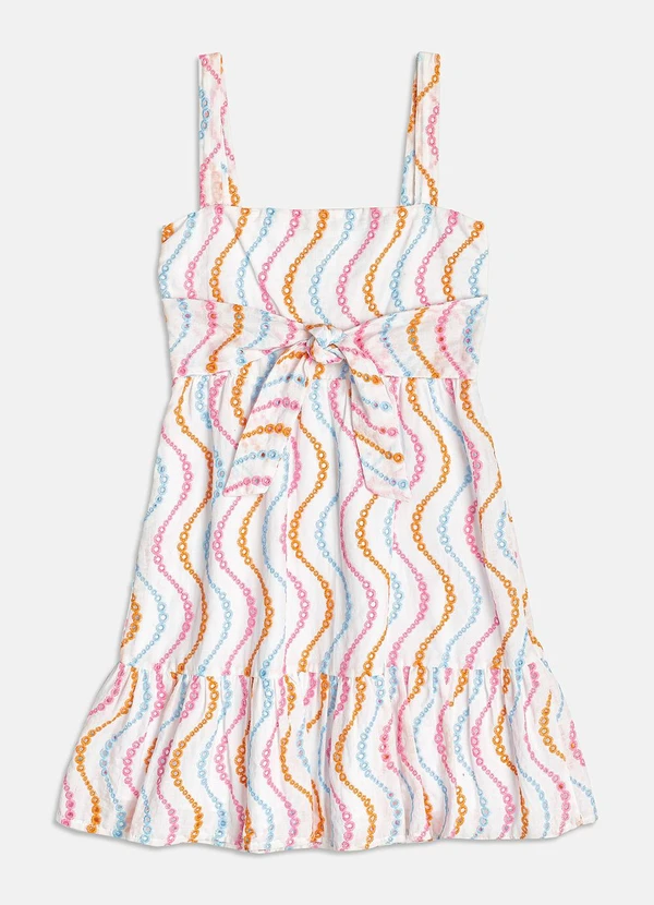 I Am - Vestido de Laise com Ondas Coloridas Branco 5