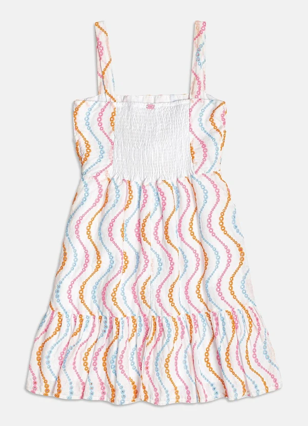 I Am - Vestido de Laise com Ondas Coloridas Branco 6