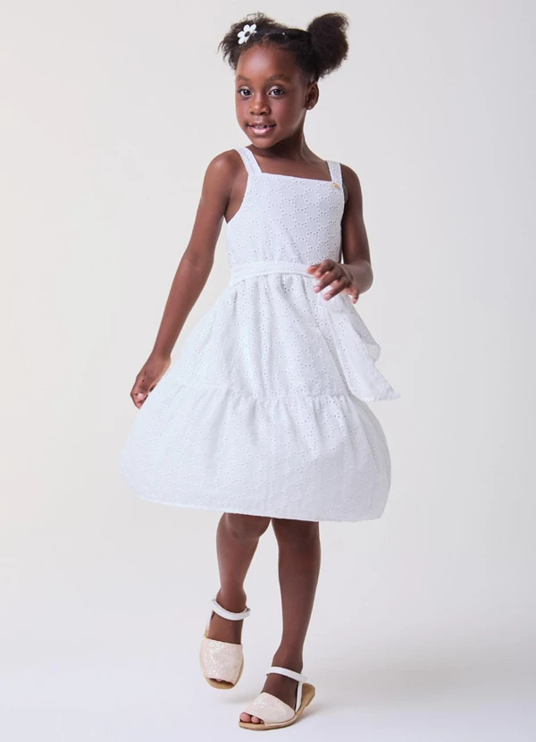 Bimbi - Vestido de Laise Off White com Alças Off White