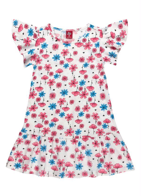 Bee Loop - Vestido de Manga Curta Infantil Branco