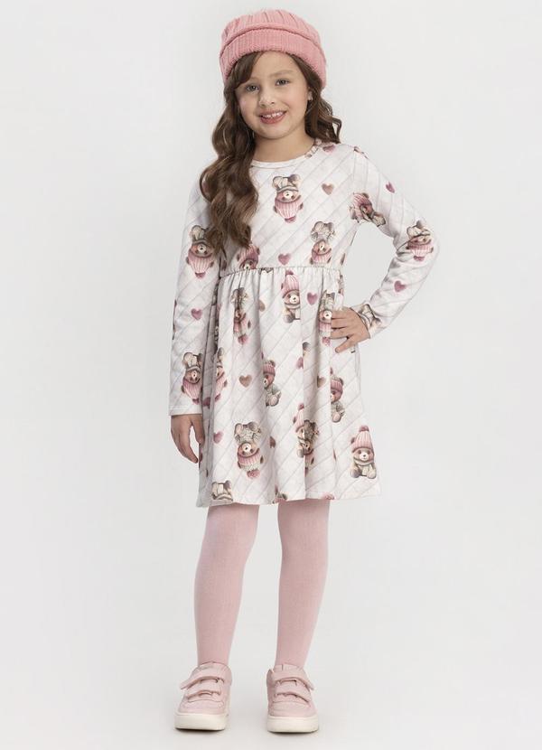 Alakazoo - Vestido de Manga Longa em Moletinho Soft Bege