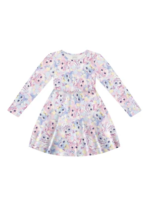 Alakazoo - Vestido de Manga Longa em Moletinho Soft Rosa - ALAKAZOO