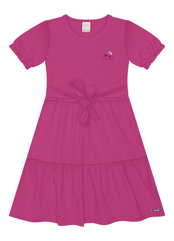 Alakazoo - Vestido de Mangas Curtas com Faixa Embutida Rosa