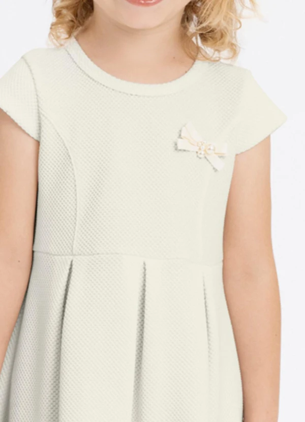 Alakazoo - Vestido de Mangas Curtas com Laço Branco 2