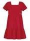 Alakazoo - Vestido de Mangas Curtas com Linho Vermelho - variação: Vermelho