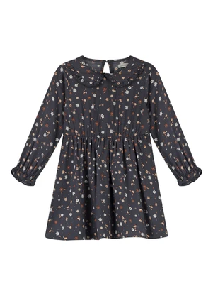 Alakazoo - Vestido de Mangas Longas Estampado Cinza - ALAKAZOO