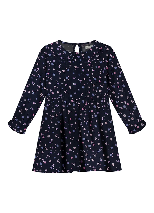 Alakazoo - Vestido de Mangas Longas Infantil Estampado Azul