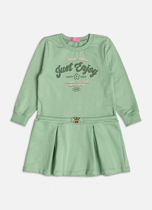 Momi - Vestido de Moletom Verde com Pregas Verde