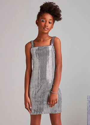 I Am - Vestido de Paetê Prata Prata - I AM