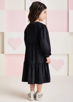 Momi - Vestido de Plush Preto Preto - MOMI