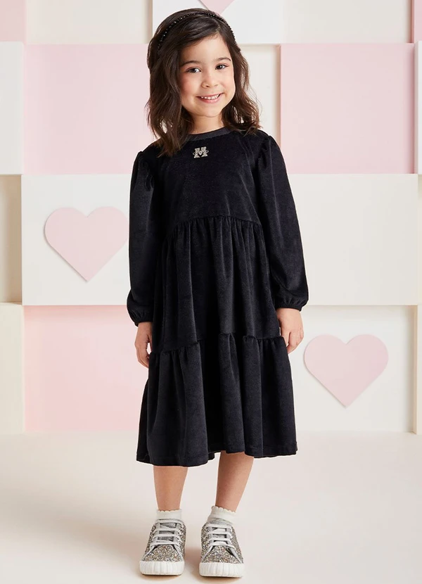 Momi - Vestido de Plush Preto Preto