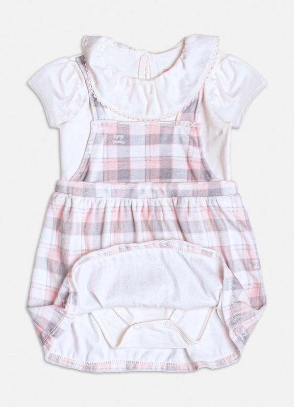 Momi - Vestido de Plush Xadrez com Gola Branco 3