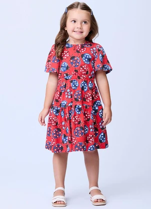 Momi - Vestido de Poá com Joaninhas Vermelho - MOMI