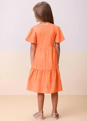 Momi - Vestido de Tricoline com Laço Laranja - MOMI