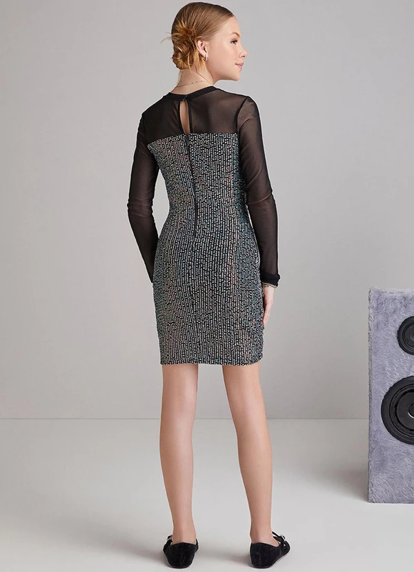 I Am - Vestido de Tule com Paetê Preto 4