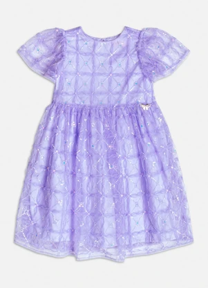 Momi - Vestido de Tule Lilás com Paetê Lilás - MOMI