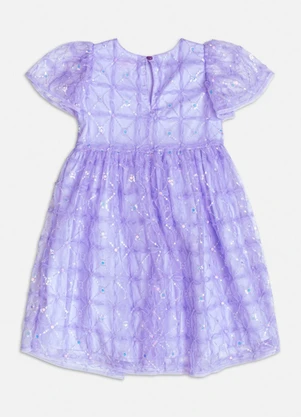 Momi - Vestido de Tule Lilás com Paetê Lilás - MOMI