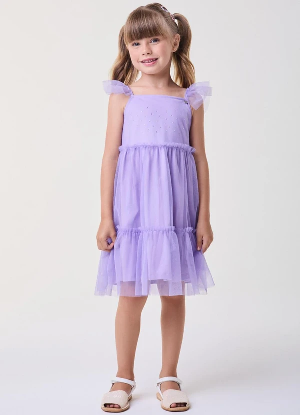 Bimbi - Vestido de Tule Lilás com Strass Lilás 1