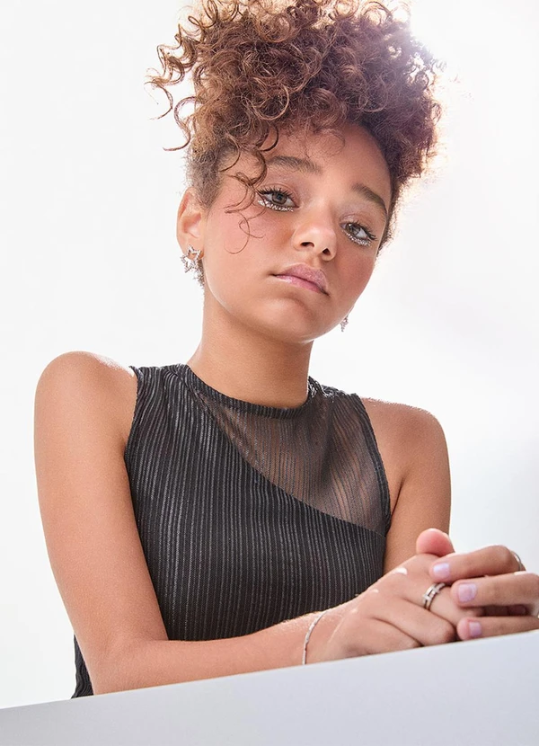 I Am - Vestido de Tule Listrado Preto 4