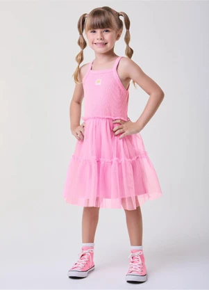 Bimbi - Vestido de Tule Rosa Neon Rosa - BIMBI
