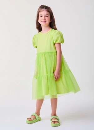 Bimbi - Vestido de Tule Verde Lima Verde - BIMBI