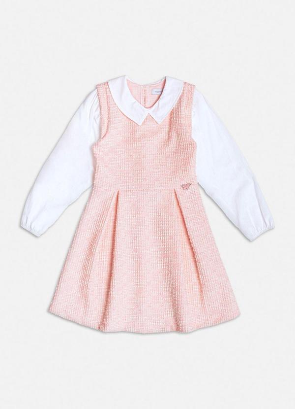 Momi - Vestido de Tweed com Gola Rosa