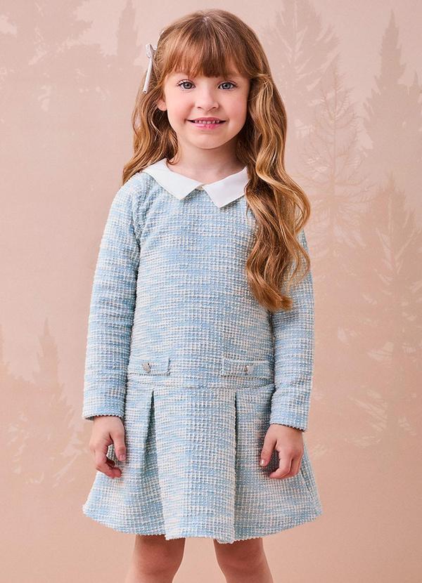 Momi - Vestido de Tweed com Golinha Azul