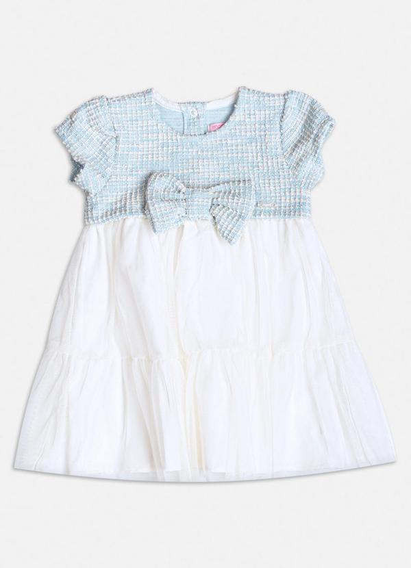 Momi - Vestido de Tweed com Saia de Tule Azul