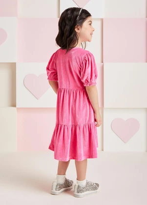 Momi - Vestido de Veludo Cotelê com Glitter Rosa - MOMI