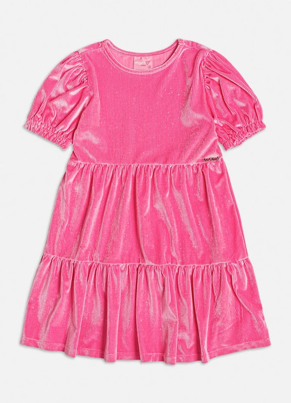 Momi - Vestido de Veludo Cotelê com Glitter Rosa 3
