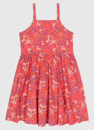 Carinhoso - Vestido Decote Reto Alça Fina em Tricoline Rosa - CARINHOSO