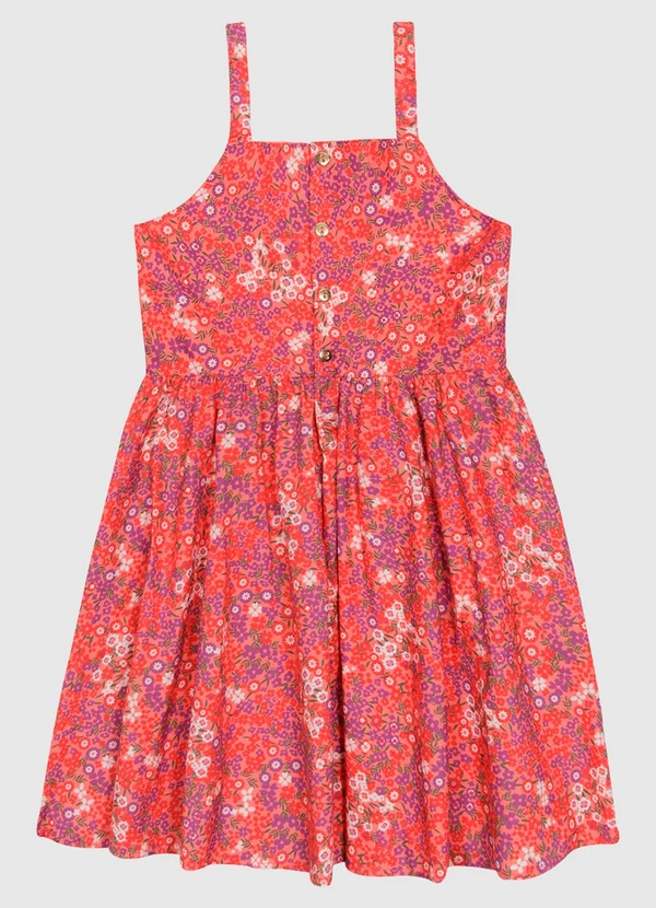 Carinhoso - Vestido Decote Reto Alça Fina em Tricoline Rosa 2