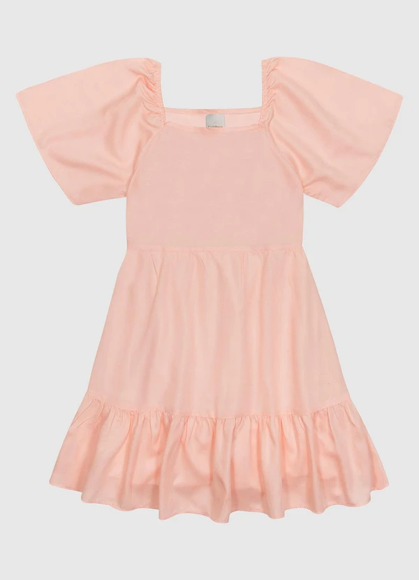 Carinhoso - Vestido Decote Reto em Lurex Listrado Laranja