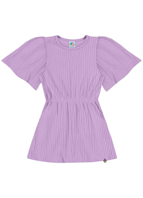 Alenice - Vestido Delicado em Malha Plissada Menina Roxo