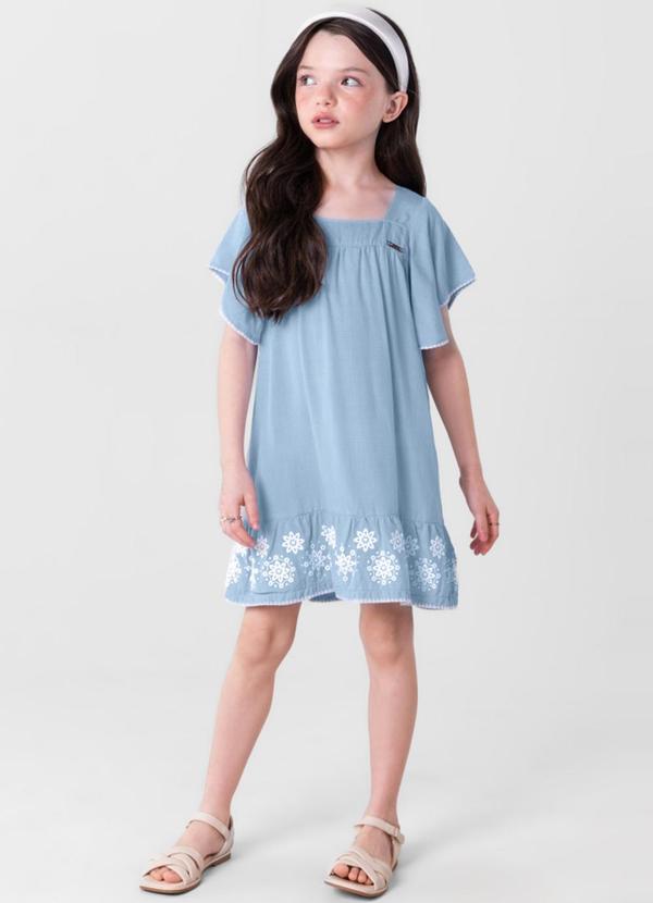 Brandili Mundi - Vestido Denim Infantil Menina Azul