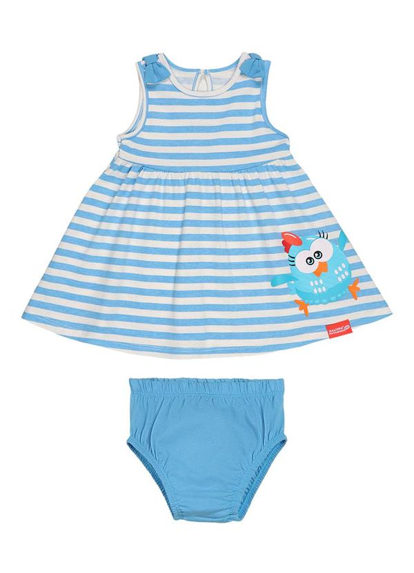 Galinha Pintadinha - Vestido e Calcinha em Meia MalhaAzul