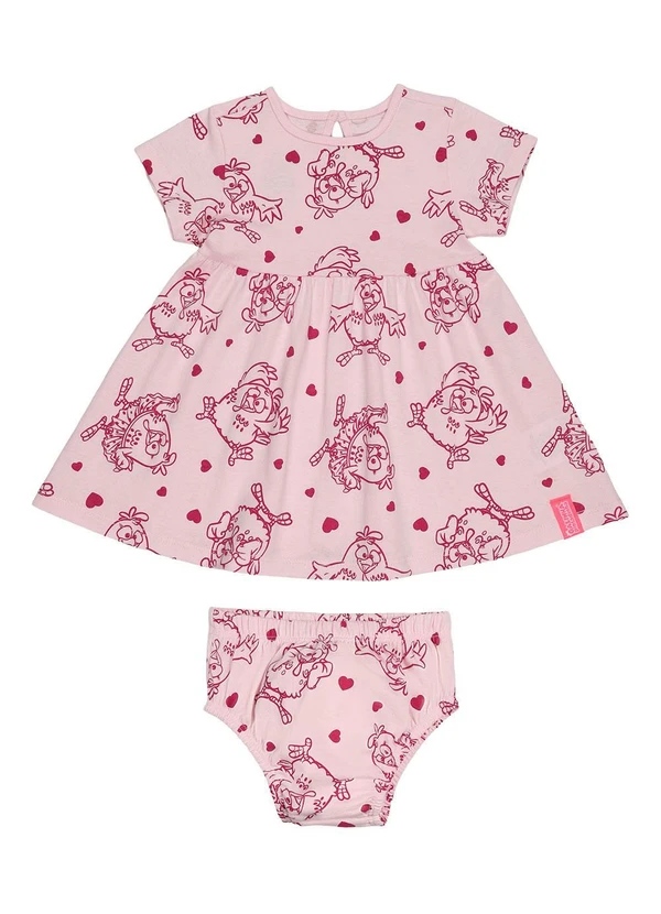 Galinha Pintadinha - Vestido e Calcinha em Meia MalhaRosa 2