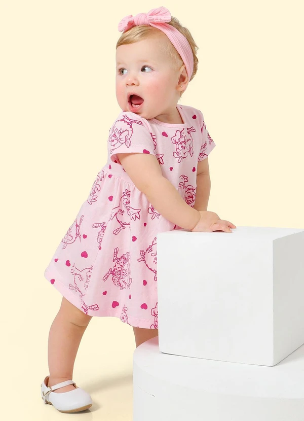 Galinha Pintadinha - Vestido e Calcinha em Meia MalhaRosa 4