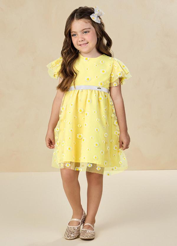 Milli e Nina - Vestido e Presilha Campo de Margaridas Amarelo 1