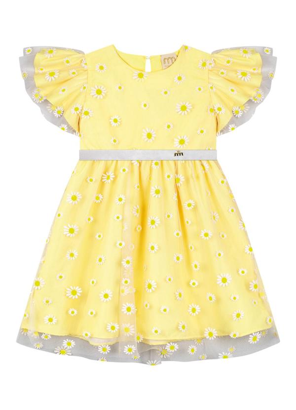 Milli e Nina - Vestido e Presilha Campo de Margaridas Amarelo 2