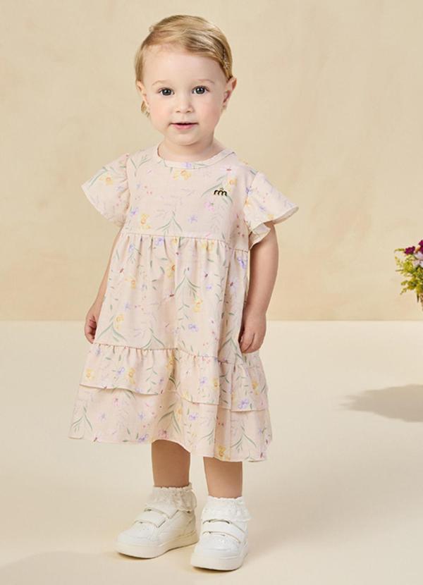 Milli e Nina - Vestido e Tapa Fralda Bosque Florido Bege 2