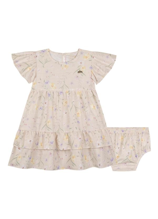 Milli e Nina - Vestido e Tapa Fralda Bosque Florido Bege 3