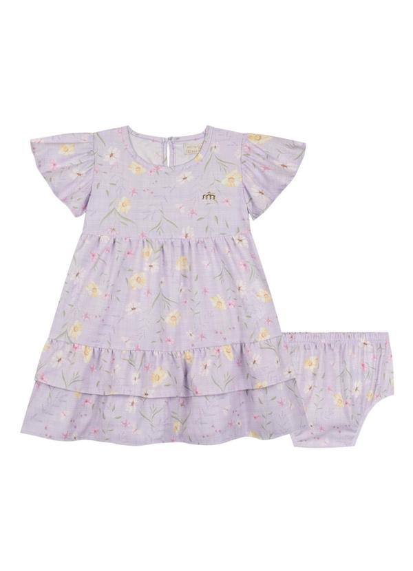 Milli e Nina - Vestido e Tapa Fralda Bosque Florido Roxo 1