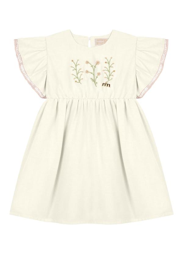Milli e Nina - Vestido e Tapa Fralda em Tricoline Bege 2